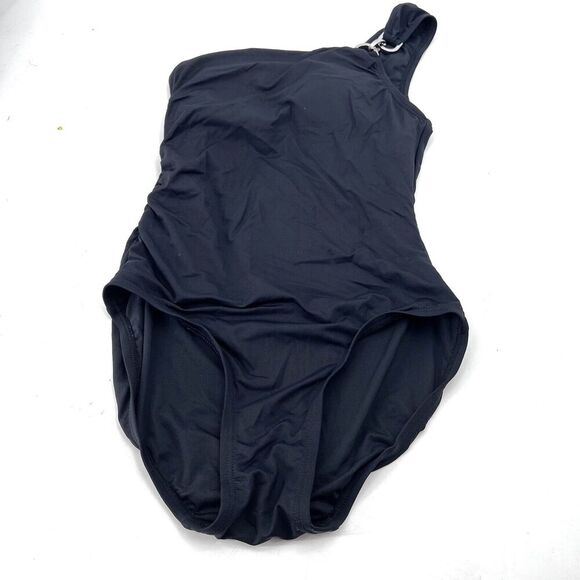Michael Kors Black One Shoulder One Piece Swim Suit Bathing Suit - Picture 2 of 8